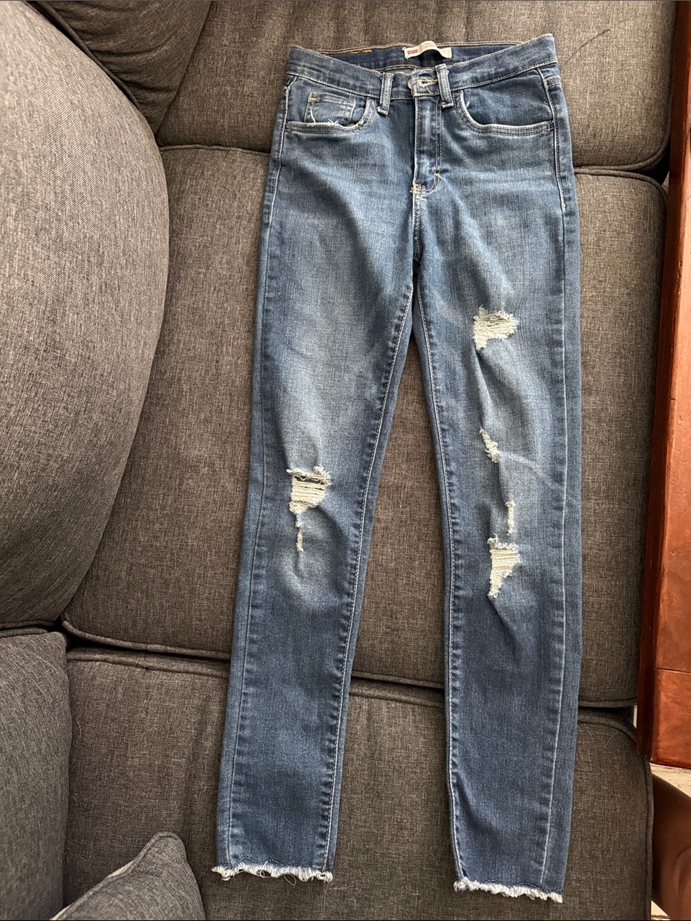 Girl’s Distressed Skinny Jeans - Blue